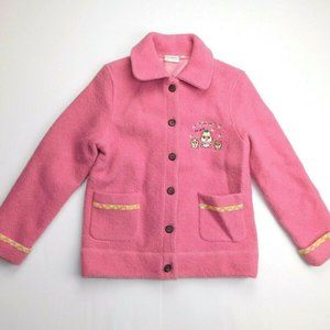 Sanrio Coro Coro Kuririn Girls 10 12 M Wool Jacket Pink Embroidered Hello Kitty